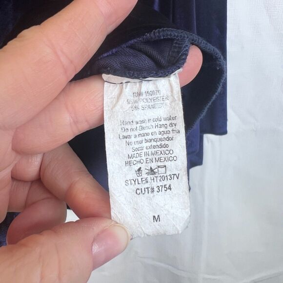 Lavender Field Velvet Vneck Statement Sleeve Blouse Tie Waist Size Medium VTG - Picture 7 of 8